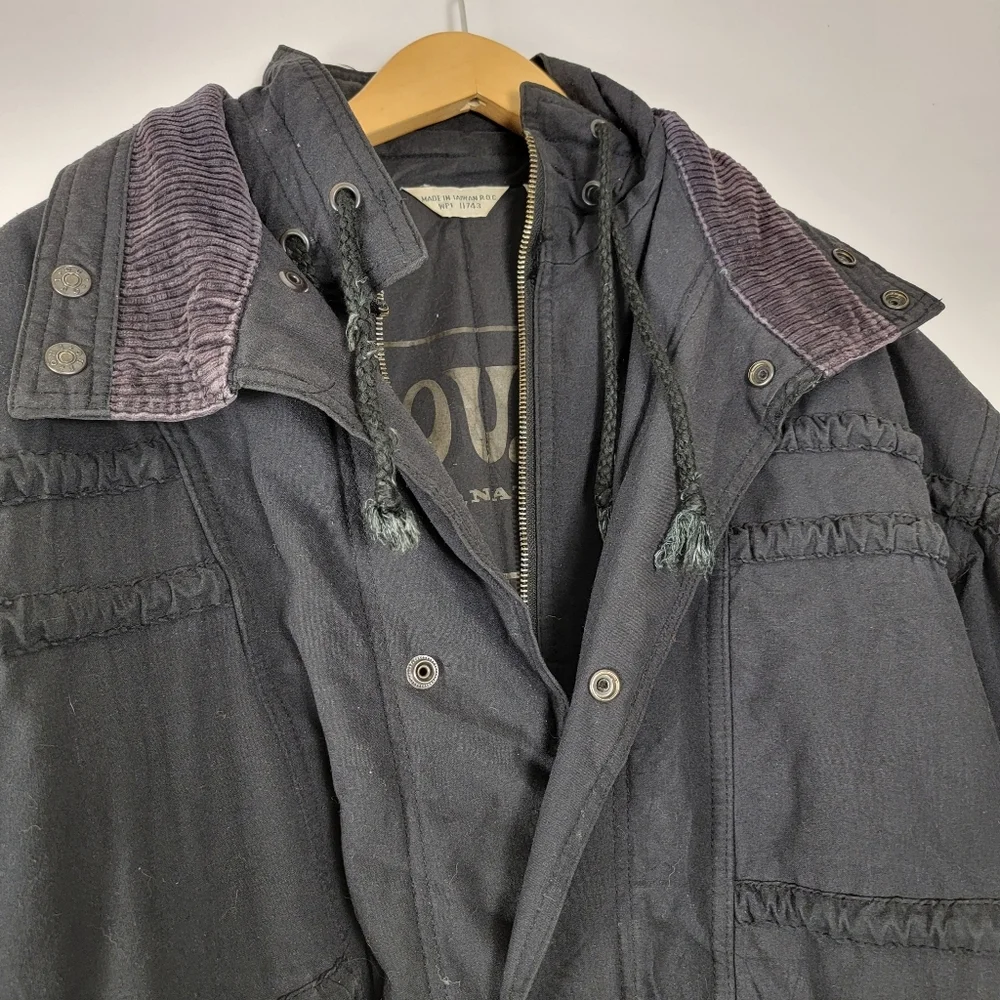 Vintage Oui Int’l Men’s Large Flight Jacket Cotton Bomber Black Jacket